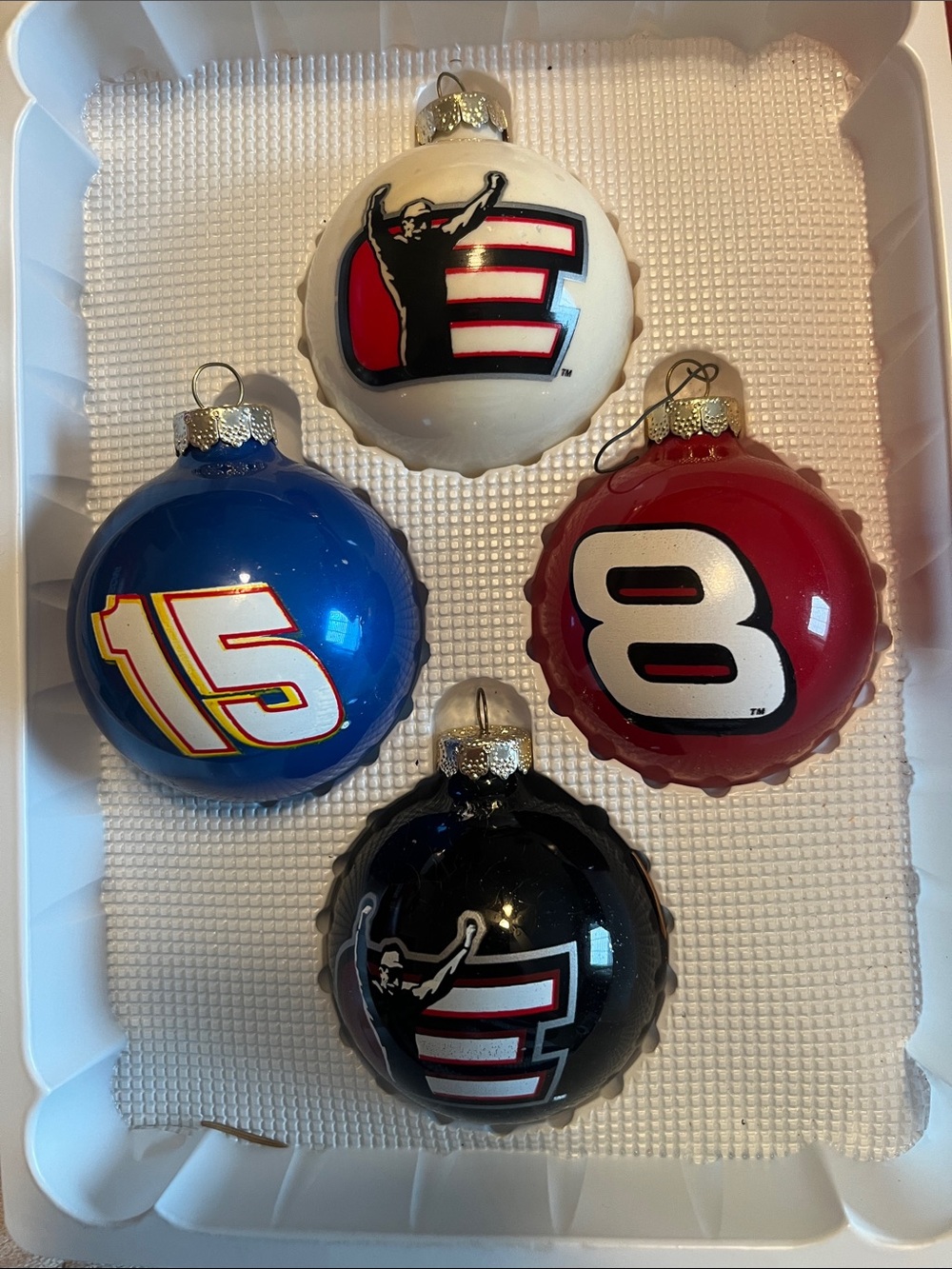 Nascar Holiday Ornament Set - Blue, Red, White, Black